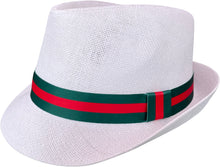 Load image into Gallery viewer, White Fedora Red Green Band For Men &amp; Women
