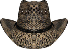 Load image into Gallery viewer, Brown straw cowboy hat facing front.

