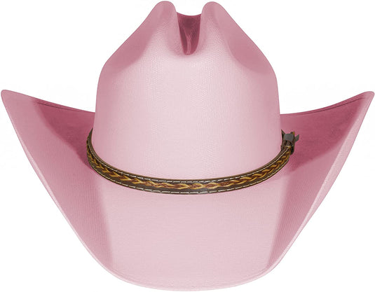 Pink cowgirl hat faced forward.