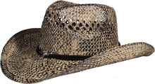 Load image into Gallery viewer, Brown straw cowboy hat facing left.
