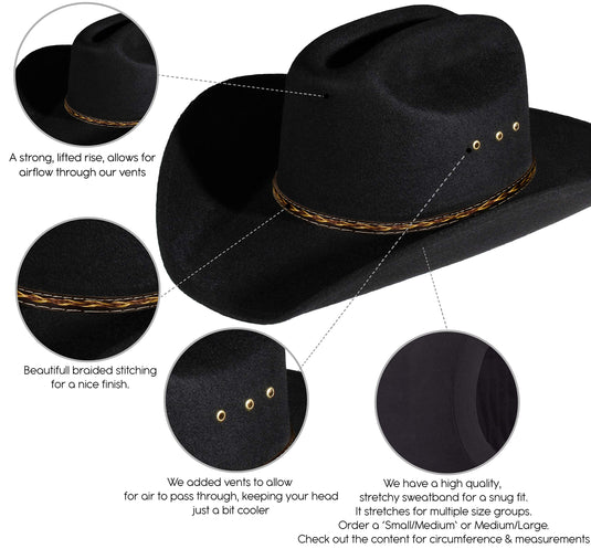 Black Cub Pinch Style Cowboy Hat
