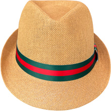 Load image into Gallery viewer, Tan Fedora Red Green Band For Men &amp; Women
