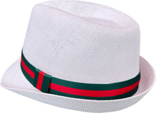 Load image into Gallery viewer, White Fedora Red Green Band For Men &amp; Women
