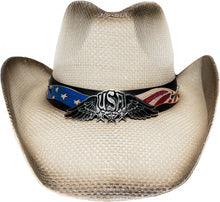 Load image into Gallery viewer, USA flag cowboy hat faced forward.
