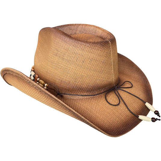 View of a Brown cowboy hat from behind facing left
