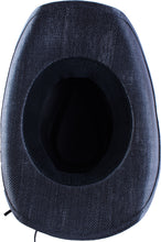Load image into Gallery viewer, View of a black straw cowboy hat from the bottom.
