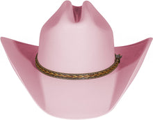 Load image into Gallery viewer, Pink cowgirl hat faced forward.
