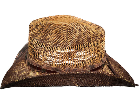 Side-view of brown cowboy hat.