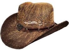 Load image into Gallery viewer, Brown cowboy hat facing left.
