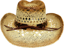 Load image into Gallery viewer, Straw cowboy hat facing behind.
