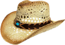 Load image into Gallery viewer, Straw cowboy hat facing left.
